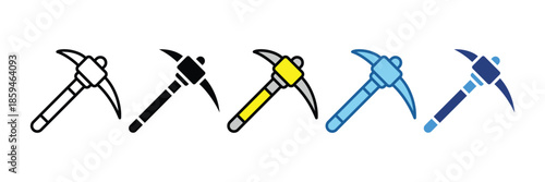 Pickaxe  Icon Set Multiple Style Collection