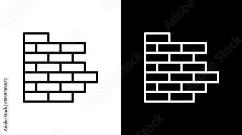 Brick Wall  White Icon Set Design