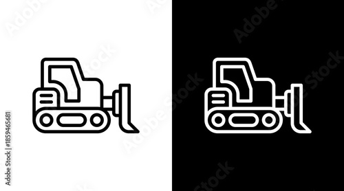 Bulldozer  White Icon Set Design