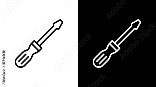 Screwdriver  White Icon Set Design