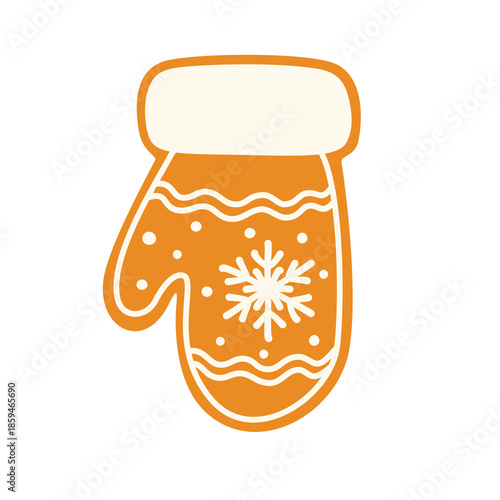 Gingerbread Mitten Christmas Cookie Illustration