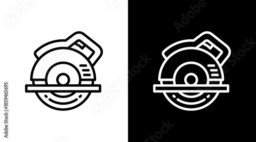 Circular Saw  White Icon Set Design