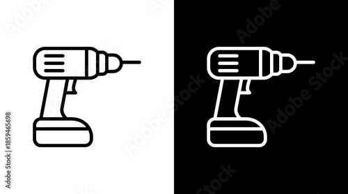 Drill  White Icon Set Design