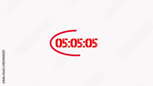 Digital 5 Second Countdown Timer with Red Circular Progress on White Background.