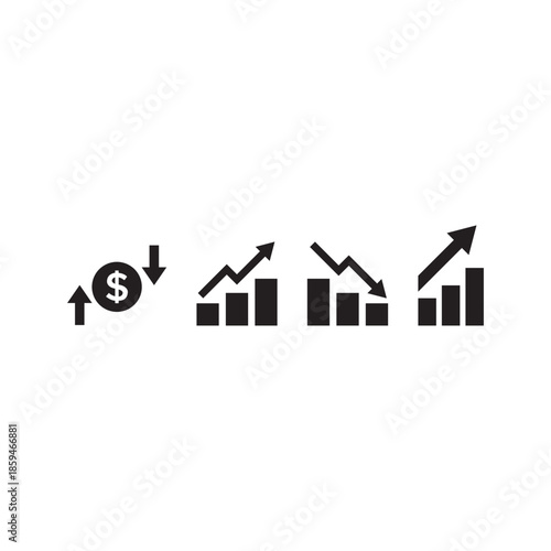Growth Decline Profit Loss Icon – Business Performance Trend Symbol