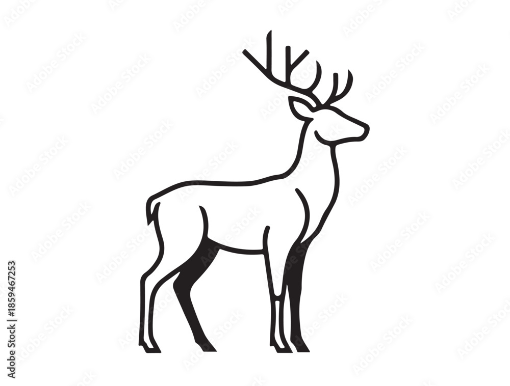 Obraz premium New Modern Line Deer Silhouette in Silhouette white background.