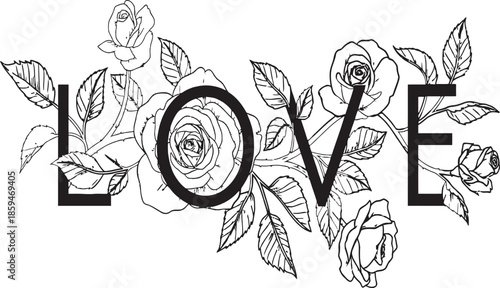 vector illustration of a sketch of a grass for valentine's day