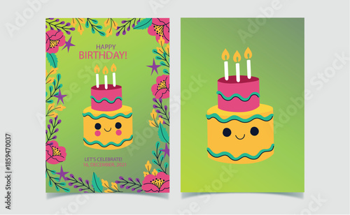 Cute Kids Birthday Invitation Card with Fun Elements