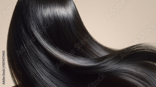 Shiny Black Hair Texture Close-up / 艶やかな黒髪のテクスチャのクローズアップ