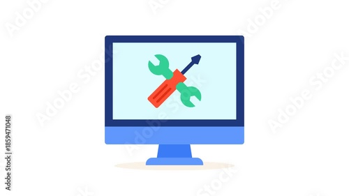 Computer repair service and technical support animated icon