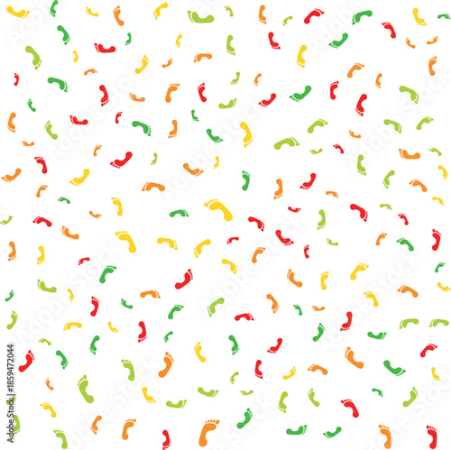 Colorful Footprints Seamless Vector Pattern Background: Abstract Kids Foot Steps Wallpaper Texture
