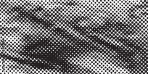 Flowing dots particles wave pattern halftone black gradient curve shape isolated on white background. Vector in concept of technology, science, music, modern.