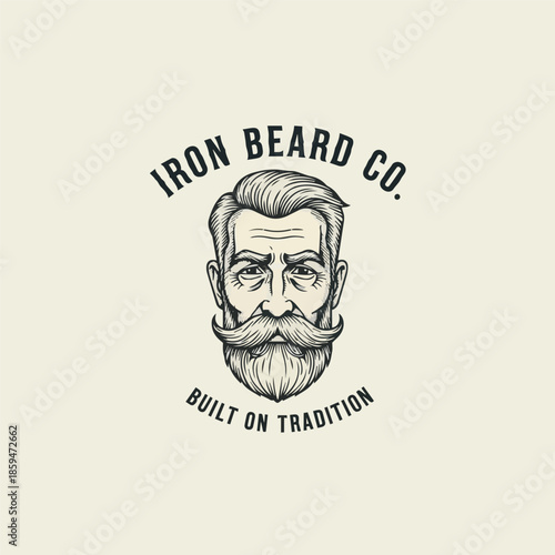 Vintage Bearded Man Mascot Logo, Perfect for Beard Oil Brand, Barber Shop, Men’s Grooming Products, and Heritage Lifestyle Label