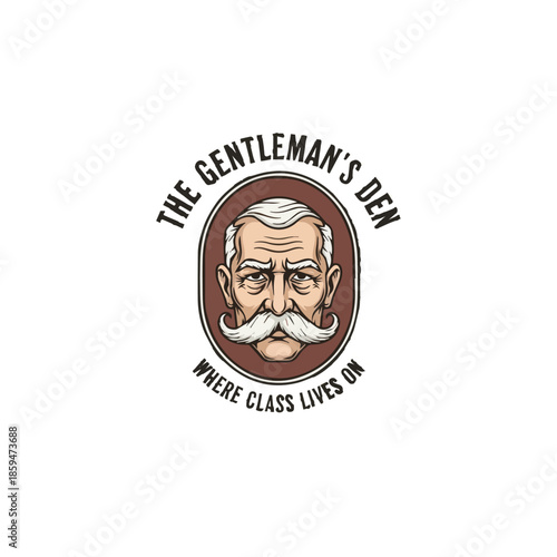 Classic Gentleman Portrait Logo in Oval Frame, Ideal for Barber Shop, Men’s Fashion, and Grooming Identity