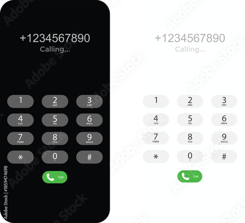 Phone Dialer Interface Icons. Number pad graphic design. Mobile call buttons symbols. Communication and app software signs
