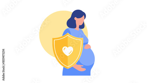 Protective Shield of Love and Care for Pregnant Woman Illustration