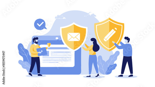 Digital Security and Data Protection Concepts Featuring Shield Icons and Cloud