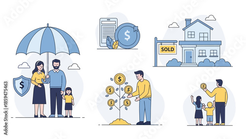 Family Financial Planning and Investment Concepts Illustration for Wealth
