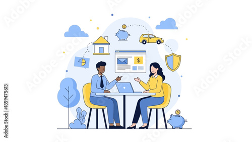 Online Banking and Financial Security Concept with Digital Transactions and