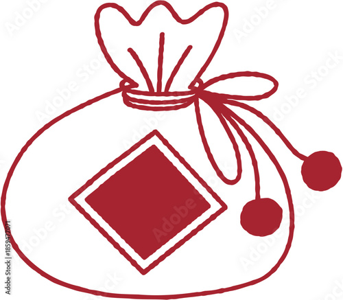 Chinese Coin Pouch Vector Line Art Illustration