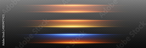 Neon light effect lines and rays. On a transparent background.