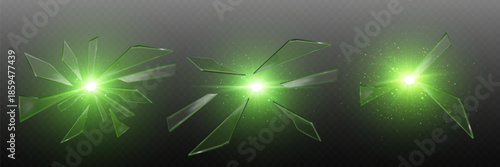 Futuristic light flare with shattered glass effect.