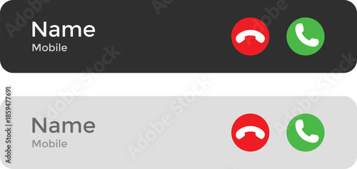 Incoming Call Alert Symbols. Phone call pop up icon. Calling notification graphic design. Mobile UI and app icons. Active Call Notification Icons