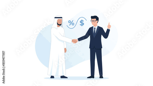 International business partnership agreement with financial symbols