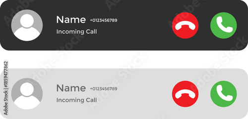 Incoming Call Alert Symbols. Phone call pop up icon. Calling notification graphic design. Mobile UI and app icons. Active Call Notification Icons