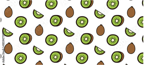 kiwi doodle saemless pattern background fruit repeat icon pattern