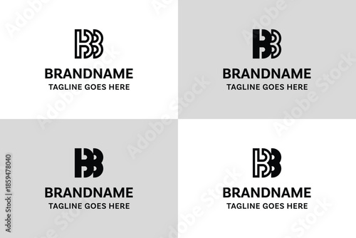 Letters BB Monogram Logo Set, suitable for any business with BB initials