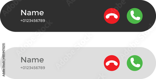 Incoming Call Alert Symbols. Phone call pop up icon. Calling notification graphic design. Mobile UI and app icons. Active Call Notification Icons