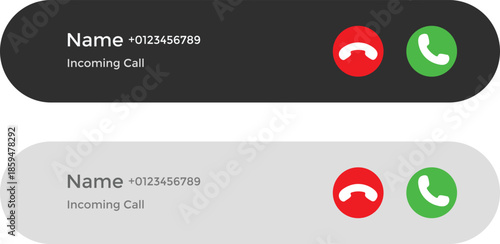 Incoming Call Alert Symbols. Phone call pop up icon. Calling notification graphic design. Mobile UI and app icons. Active Call Notification Icons