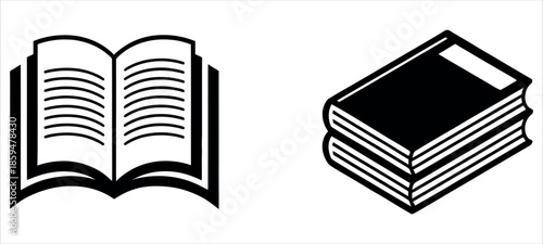 Black and white icons of books for education and knowledge vector.