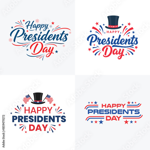 Happy Presidents Day Typography Text Style Template