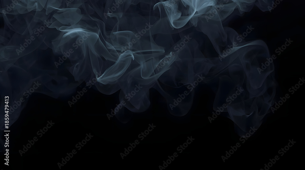 Obraz premium Wispy white smoke layers drifting across a black backdrop
