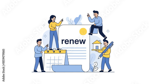 Team of diverse individuals collaborating on renewal and progress initiatives