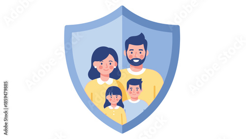 Family Protection and Security Shield Illustration Emphasizing Safety and Care