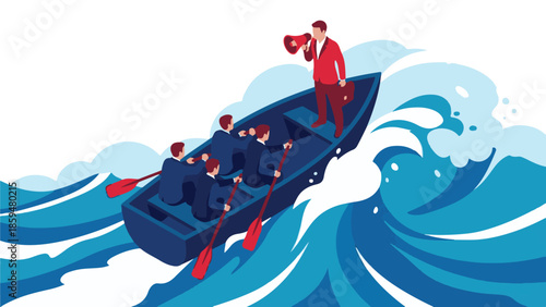 Corporate Teamwork and Leadership Navigating Crisis on Rough Sea