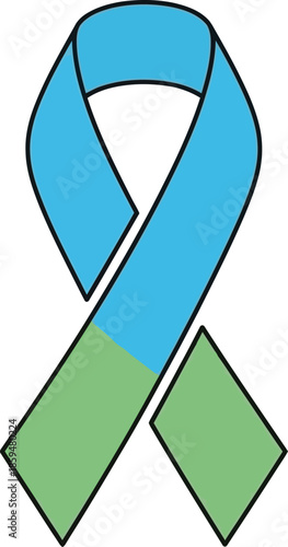 Illustration of a teal and light green awareness ribbon symbolizing support for various causes like thyroid cancer or brittle bone disease awareness campaigns.