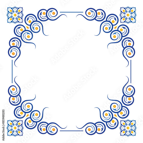 Decorative Ornate Swirl Floral Frame Border Background Design Element Art