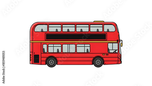 red double-decker bus on white background clip art preview