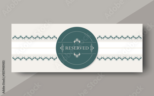 Elegant Decorative Reserved Sign on Beige Background with Floral Ornaments