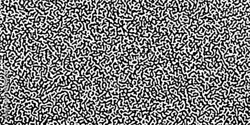 Turing reaction diffusion monochrome seamless pattern with chaotic motion .Linear design with biological shapes. Organic lines in memphis. abstract turing organic wallpaper background .	