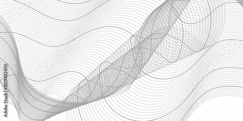 Circle grey liquid shape with blend Dynamic wave lines shape. Wave with lines created using blend tool. Abstract frequency sound wave lines and twisted curve lines background.	