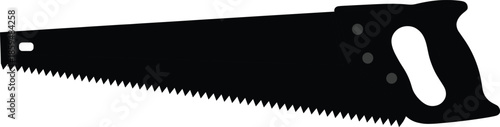 Hand saw silhouette with tapered blade and jagged teeth for woodworking, carpentry, and DIY tool identification. 