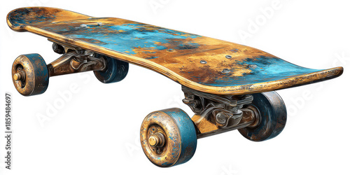 Vintage-Inspired Skateboard in Clip Art Style - Perfect for Retro Designs, Posters, and Creative Projects