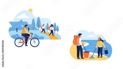 Eco-Friendly Commuting and Recreation in Nature with Cycling and Beach