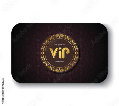 Elegant Gold and Brown VIP Card Design with Ornate Circle Frame