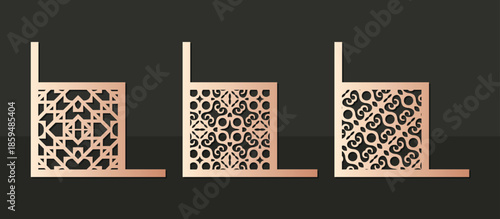 Ornate Laser Cut Corner Decoration Elements with Geometric and Floral Patterns